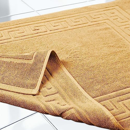Superior Heavyweight Cotton Bath Mats, Bath Rugs For Bathroom Accessories, Washable Rug For Shower, Bath, Toilet, Modern Decor, No Backing, Luxury Hotel And Spa Quality, Set of 2, 22" x 35", Gold - Image 5