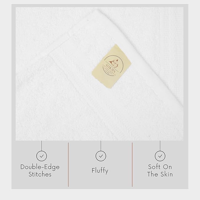 Medium Bath Towels Bulk Set of 12 – 100% Cotton Terry – 24" x 48" – Quick Dry, Soft & Highly Absorbent – White Towels for Bathroom, Gym, Spa, Pool & Daily Use