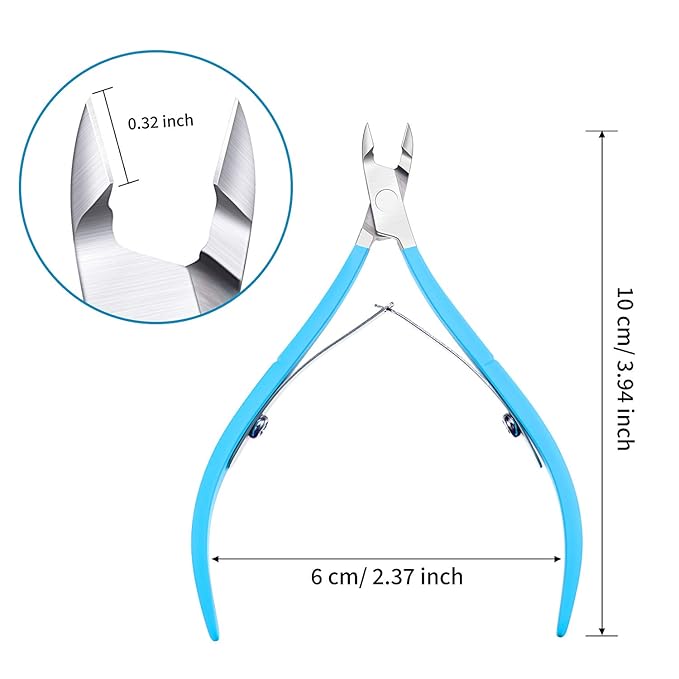 Mudder 3 Pack Blue Cuticle Trimmer Nippers Cutter Tool Stainless Steel Nail Cuticle Scissors Remover with Pointed Blade Scissors Pedicure Manicure Tool for Fingernails and Toenails Nails Care