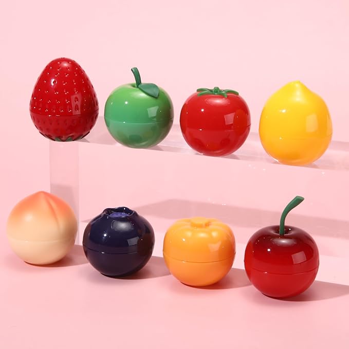 8 PCS Bee Lip Balm Lip Mask Fruit Pot for Teens Girls 10-12,Mini Cherry Lip Balm Moisturizing Strawberry Lip Sleeping Mask Overnight Treatment,Korean lip balm Gifts Set for Lips,Mothers Day Gifts
