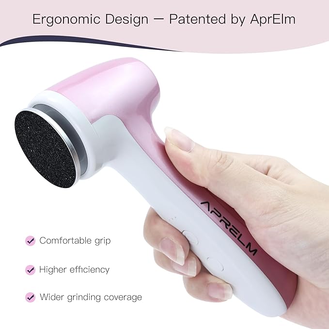 APRELM Rechargeable Electric Foot Callus Remover with 3-Sizes 120Pcs Sandpaper Discs, Professional 1000RPM 3-Speed Control Electric Foot File (E7 Pink)