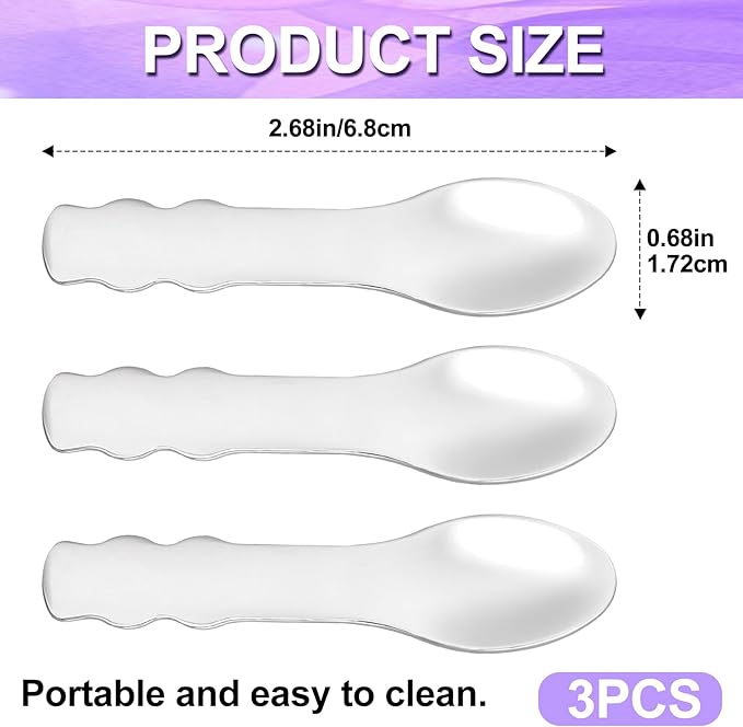 Pndeyo 3pcs Mini Stainless Steel Makeup Spatula, Reusable Cosmetic Cream Spatulas Spoon, Skincare Scoop Applicator Facial Massage Beauty Tools for Mixing and Sampling Face Eye Cream- Silver