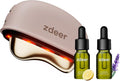 ZDEER LED Red Light Therapy Face & Neck Massager, Electric Heated Gua Sha Facial Sculpting Tool with Vibration, Skin Firming & Lifting Skincare Device, Pink, Includes 2 × 10ml Massage Oil