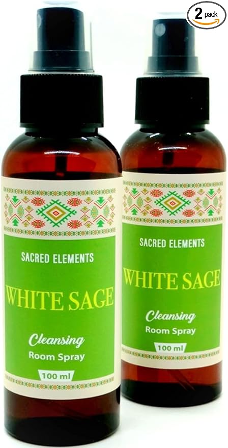 Sacred Elements White Sage Spray for Cleansing Negative Energy - 100% Organic, Crystal Quartz Charged Sage Smudge Spray | Florida Water Spiritual Cleansing (Rituals Spray - Pack of 2, 6.8 Oz)