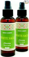 Sacred Elements White Sage Spray for Cleansing Negative Energy - 100% Organic, Crystal Quartz Charged Sage Smudge Spray | Florida Water Spiritual Cleansing (Rituals Spray - Pack of 2, 6.8 Oz)