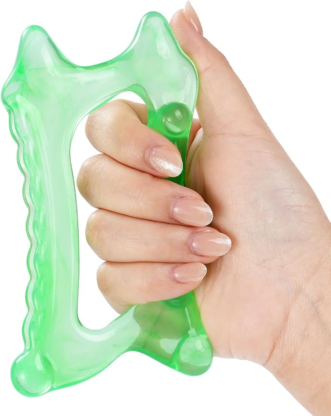 6-in-1 Resin Body Gua Sha Facial Tools - Lymphatic Drainage Tool, Face Gua Sha Tool & Acupressure Tool - Body Guasha Tool, Trigger Point Massage Tool Fascia &Cellulite Massager(Green)