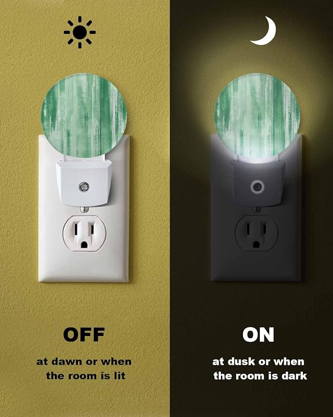 Night Lights Auto Sensor Green Abstract Graffiti Night Light Art Painting Round Lamp Plug-in LED Nightlights Dusk to Dawn for Living Room Bedroom Bathroom Hallway Wall Decor