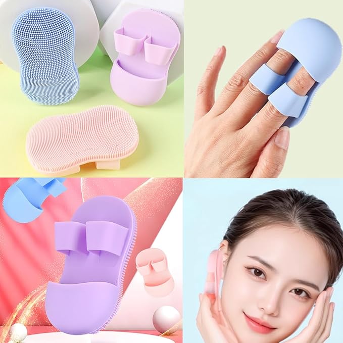 6 Pack Face Scrubber Mini Facial Brush Silicone Wash Exfoliator Finger Glove Pads Handheld Cleansing Brushes Tool for Skin Care Deep Clean Blackhead Acne Pore Removal