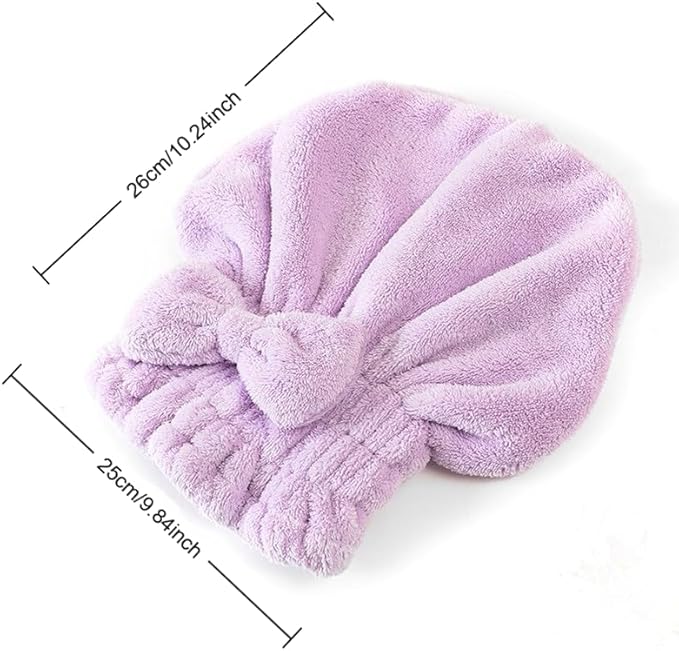 Microfiber Hair Towel Wrap for Women, Quick Drying Anti Frizz Hair Turban with Bow, Super Absorbent Hair Drying Cap for Curly Thick Damaged Hair, Lightweight Travel Essential (One Coffee + One Green)