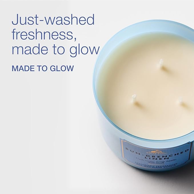 Bath & Body Works Sun-Drenched Linen 3-Wick Candle - Scented Candle for At-Home Use - Long-Lasting, Room-Filling Fragrance - High Fragrance Oil Concentration - Soy Wax Blend - 2-Pack