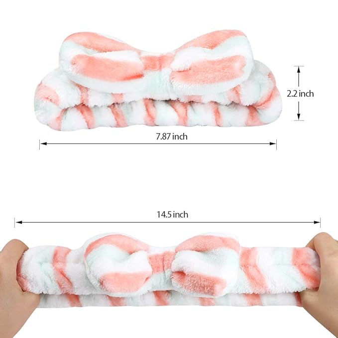 Hishexin 8 Pack Spa Headbands for Women, Soft Bow Skincare Headband for Washing Face, Skincare, Salon & Makeup, Bulk Spa Party Favors, Ideal Christmas Gifts or Stocking Stuffers for Teen Girls
