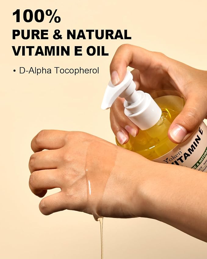 Yoken Vitamin E Oil 16 Fl Oz Vitamina E Oil for Skin Bulk Vitamine oils for Face,Cold Pressed Hexane Free Formula Liquid Perfect Care Bath and Body oils
