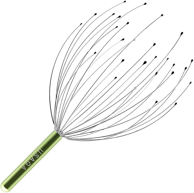 USAGA 28 Fingers Head Scratcher, Head Massager, Scalp Massager for Scalp Body Relaxing (Cyan)