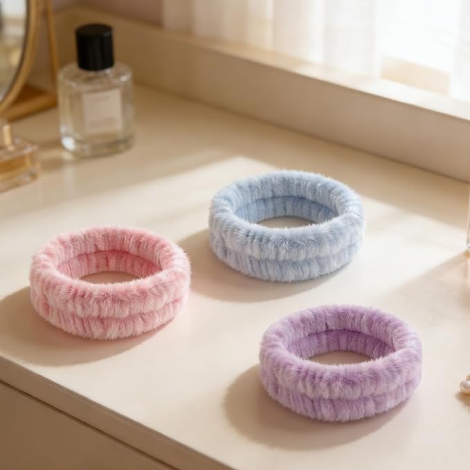 3 PCS Spa Headbands for Women - Terry Cloth Makeup Headbands, Make Up Headband Hair Headband for Face Washing, Soft Puffy Terry Cloth Head Band Wrap for Women Yoga Sports Shower Exercise