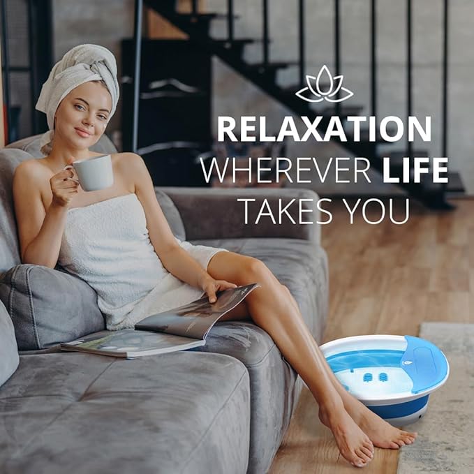 Pursonic Collapsible Wireless Footbath Spa Massager | Portable Acupressure Massage with Adjustable Heat Settings | Compact for Travel and Home Use