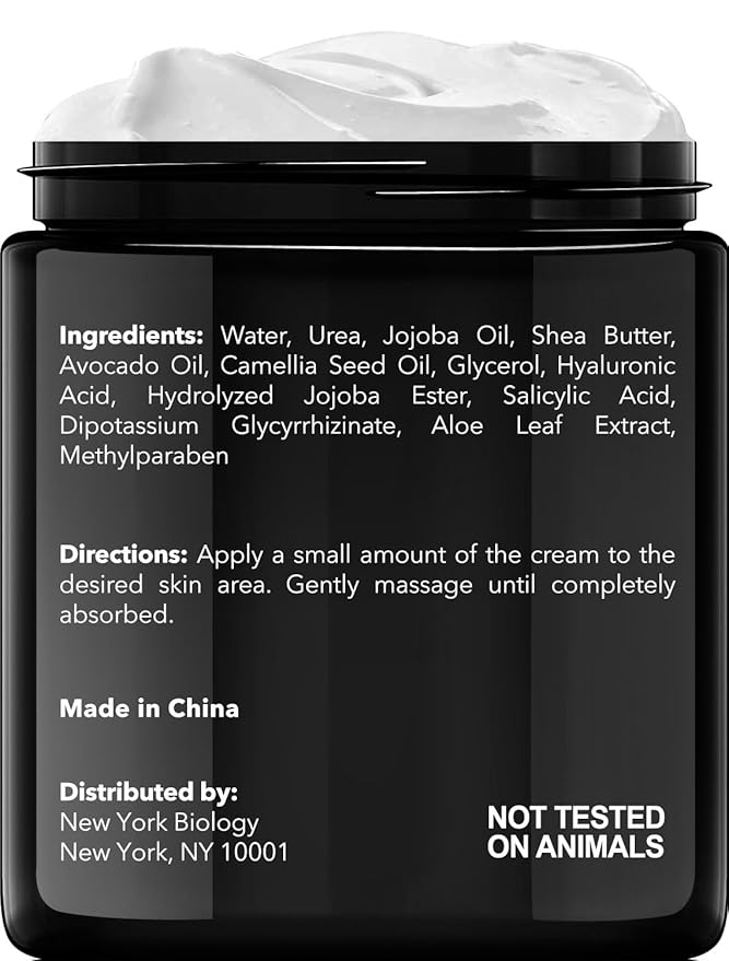 New York Biology 42% Urea Cream with 2% Salicylic Acid - Moisturizing Urea Foot Cream for Dry Cracked Heels, Calloused Feet, Athletes Foot, Dry Cracked Feet and Dead Skin - 4 oz