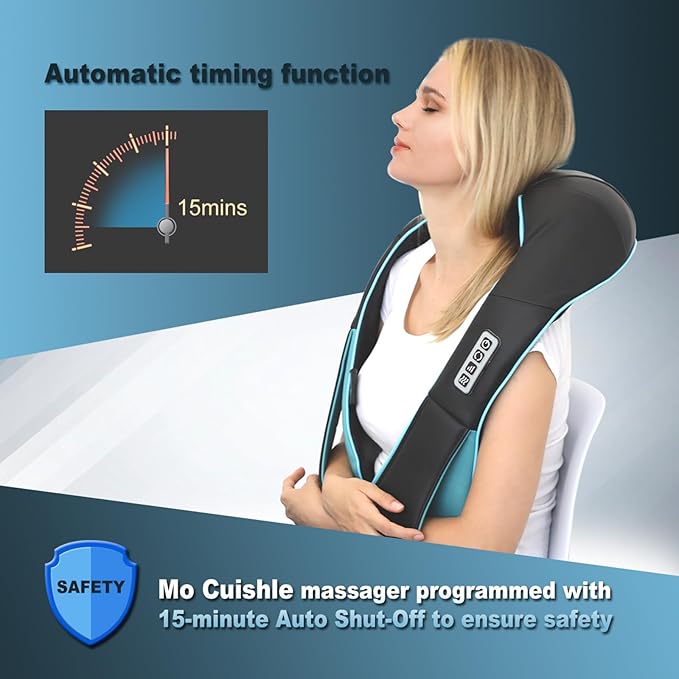 Mo Cuishle Shiatsu Back Shoulder and Neck Massager with Heat, Electric Deep Tissue 4D Kneading Massage, Best Gifts for Women Men Mom Dad, Fathers Day, Mothers Day, Christmas Gifts