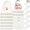 18PCS U-Shaped Microfiber Facial Towels for Estheticians,Ultra-Soft & Absorbent Spa Towels and Facial Spa Headband for Massage, Facial Steam & Skincare (White)