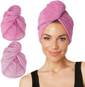 Turbie Twist 2-Pack Microfiber Hair Towel for Beauty, Travel, Gifting - Hair Wrap Turban for Straight, Wavy & Curly Hair - Premium Personal Care - Dark Pink & Light Pink
