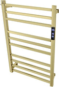 XBVV Towel Warmer Rack for Bathroom with Timer/Fahrenheit Temperature Control Wall Mounted Electric Heated 10 Bar Rail Plug-in or Hardwired Keep Bath Shower Towel Warming (Brushed Gold)