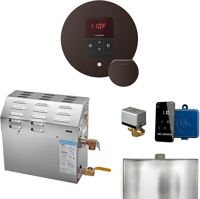 Mr Steam MS 9kW (9000W) Steam Shower Generator Package w/round iTempo Control in OilRubbed Bronze
