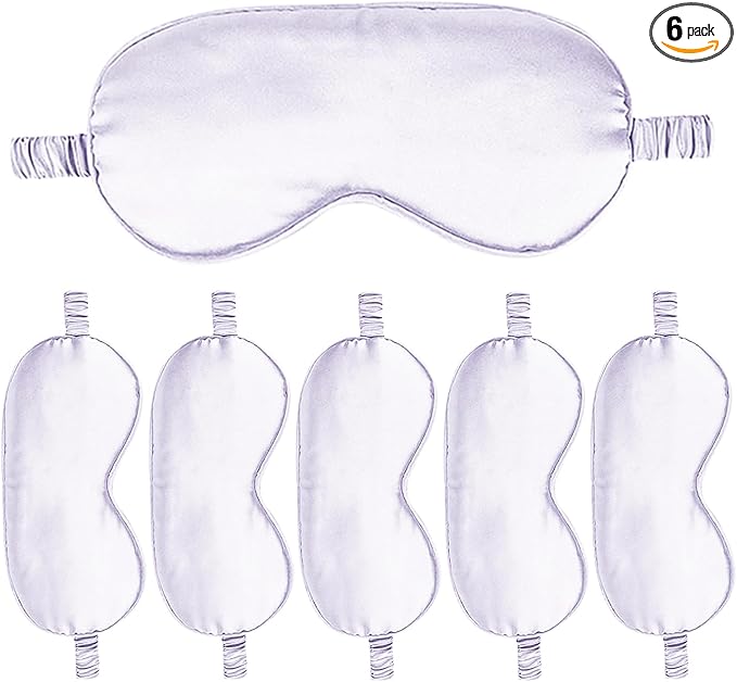 6PACK Silk Sleep Mask Satin Eye Masks Blackout Silky Eyeshade Cover Soft Blindfold Eyeshades for Women Sleeping Travel Gift