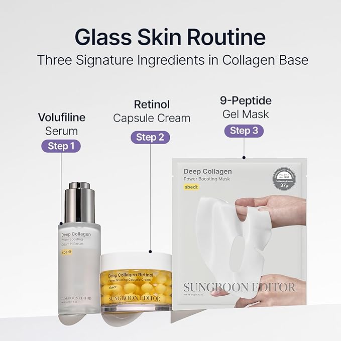 SUNGBOON EDITOR Deep Collagen Serum | 5% Volufiline + 58% Low Molecular Collagen + 2% Niacinamide | Hydrating & Smoothing Face Serum | Korean Skincare, 1.01 fl oz | Gifts for Women