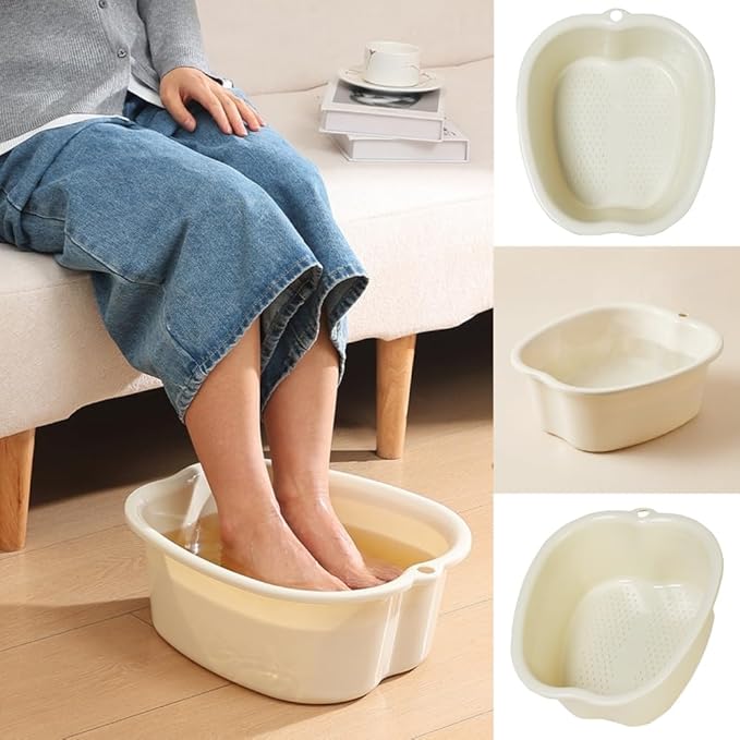 Ytterbium Foot Soaking Bath Basin, Large Massage Foot Soaking Tub, Plastic Home Spa Pedicure Bucket, Relaxation & Stress Relief, Suitable for Women & Men (Gray)