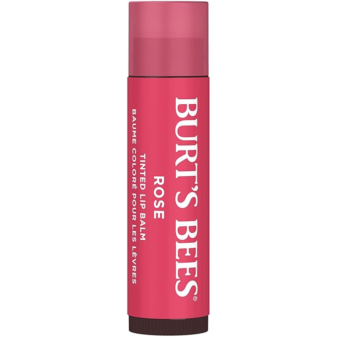 Burt's Bees Lip Tint Balm with Long Lasting 2 in 1 Duo Tinted Balm Formula,Color Infused with Deeply Hydrating Shea Butter for a Natural Looking Buildable Finish,Petal Rose,2 Count (Pack of 8)