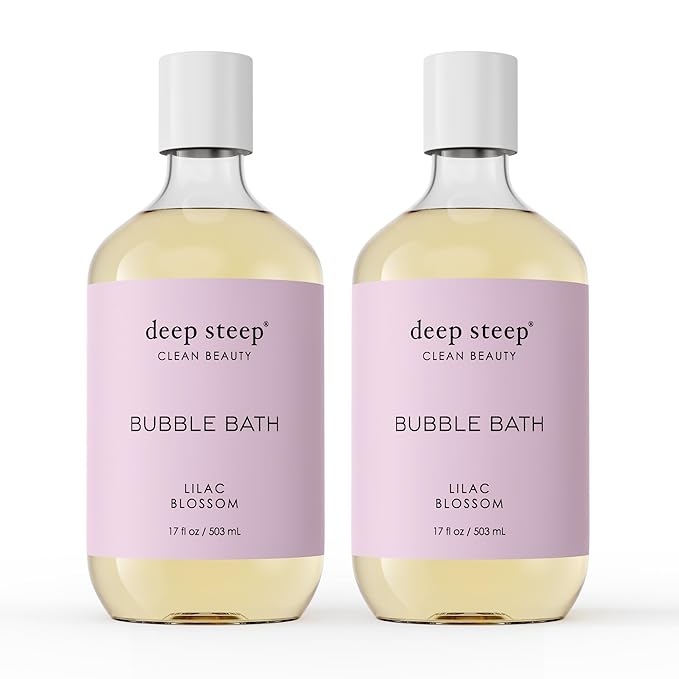 Deep Steep Bubble Bath, Lilac Blossom 17 oz (Pack of 2) – Hypoallergenic, Clinically Tested Soothing Soak with Shea Butter & Argan Oil – Sulfate-Free