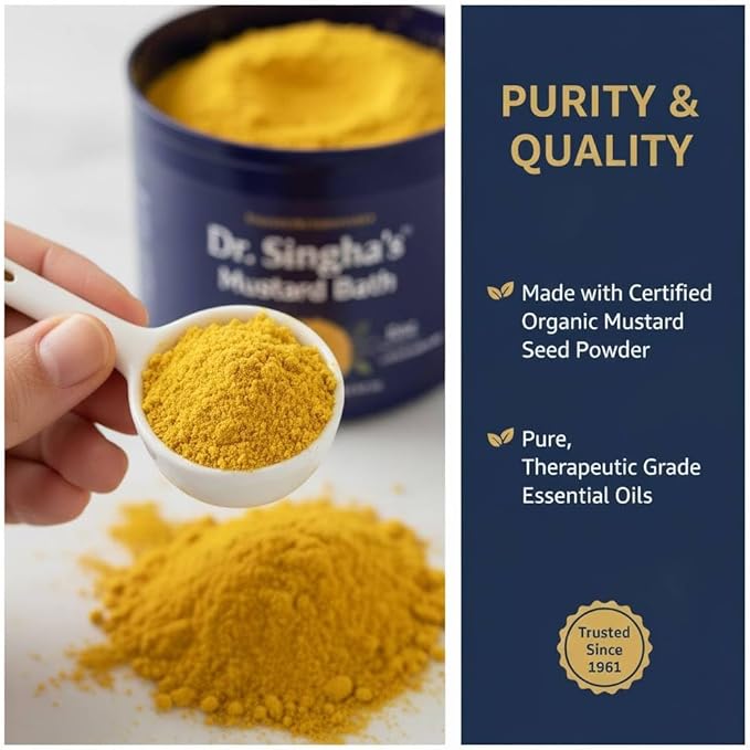 Dr. Singha's Mustard Bath Salts - 8 oz Herbal Bath Soak with Essential Oils for a Relaxing and Rejuvenating Experience - Made in USA