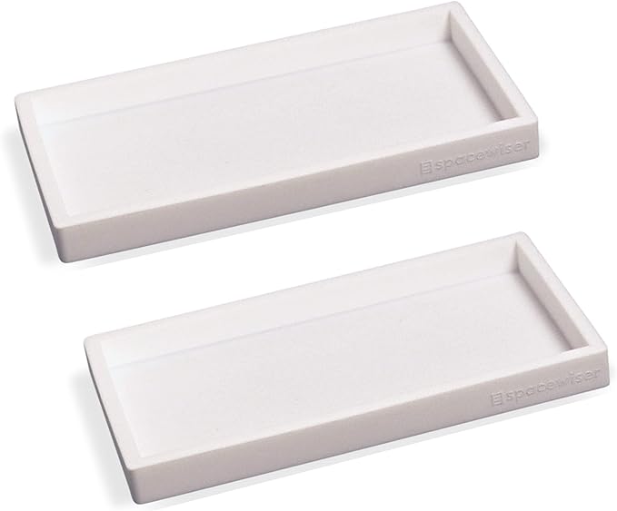 Spacewiser Countertop and Vanity Tray - 2 PC Small 7.7" Silicone Bathroom Trays, Kitchen Soap Tray, Dish Sponge Soap Holder Kitchen Sink Organizer Caddy, Bathroom Counter Trays for Lotion Dispenser