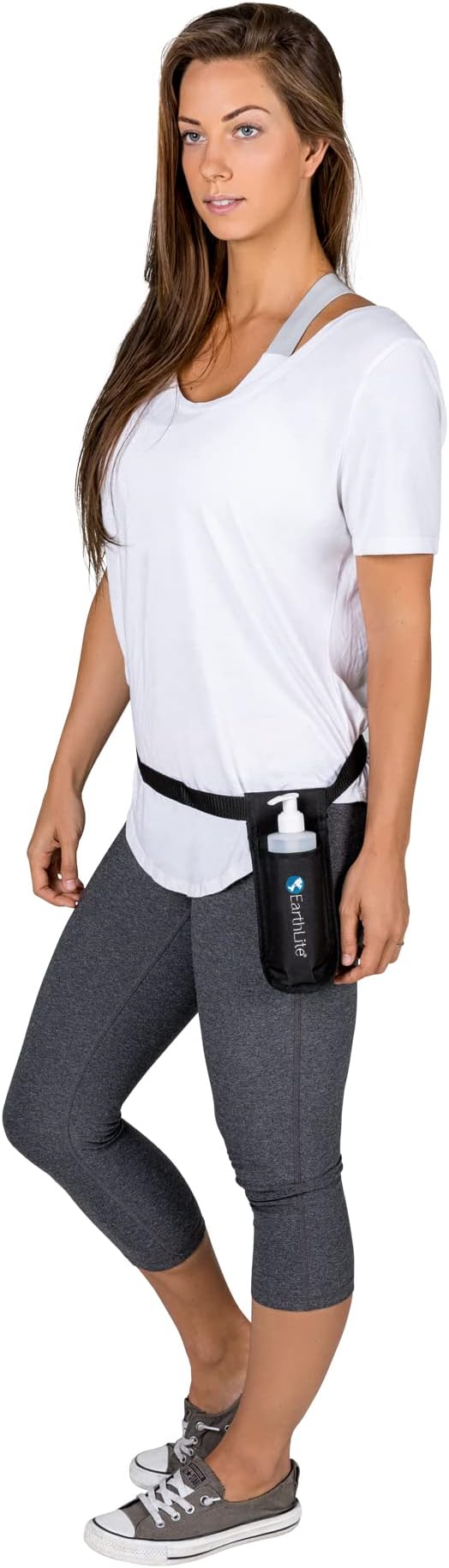 EarthLite Massage Bottle Holster Single Kit - Incl. 1 Bottle, Heavy Duty Strap, Adjustable for Massage Oil & Massage Lotion (1x 8oz)