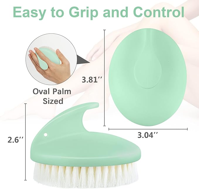 Dry Brushing Body Exfoliating Brush, Anti Slip Body Scrubber for Shower, Shower Body Cleaning Brush for Deep Cleansing & Soften Skin, Improve Circulation (Green)