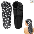 2 Pcs Large Shower Cap for Braids, Extra Long Shower Cap for Women Long Hair & Locs, Waterproof Hair Bonnets for Dreadlocks Drawstring Bath Caps for Women & Men (Polka Dots, Black)
