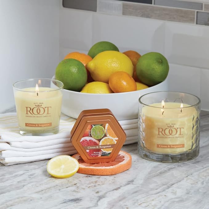 Root Candles Scented Candles Honeycomb Beeswax Blend Premium Handcrafted Candle, Large Veriglass, Citron & Bergamot
