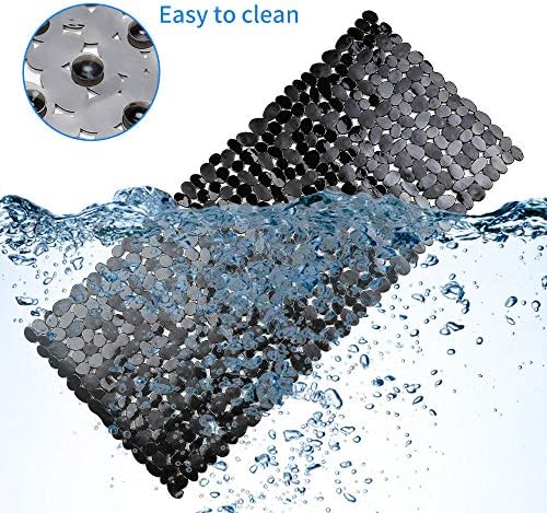 Pebble Bathtub Mat Non Slip 35" X 16" with Suction Cups,Black - Image 3