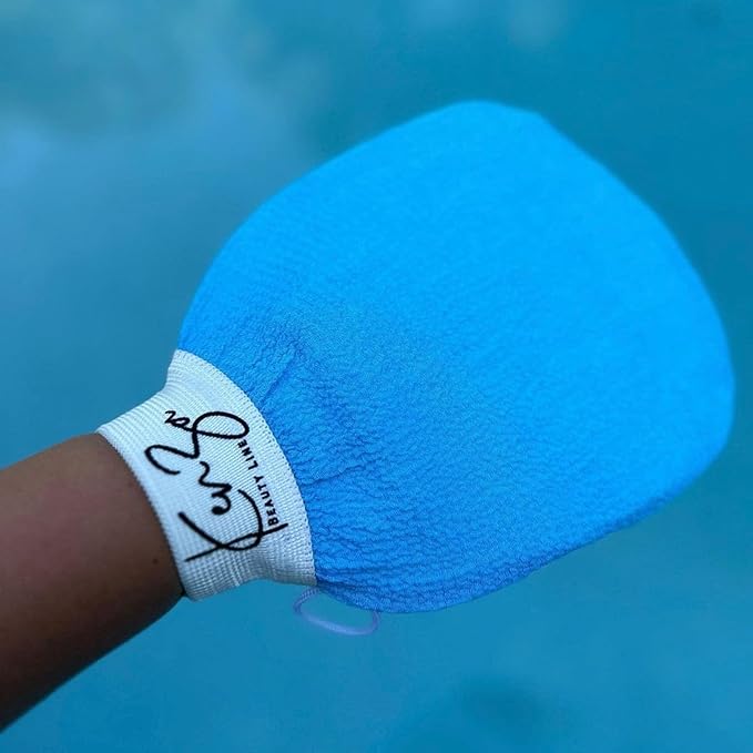 Deep Exfoliating Gloves for Shower Naturally Exfoliate Away Dead Skin, Exfoliating Glove, Exfoliating Body Scrubber Glove for Smooth, Soft Skin (Blue)
