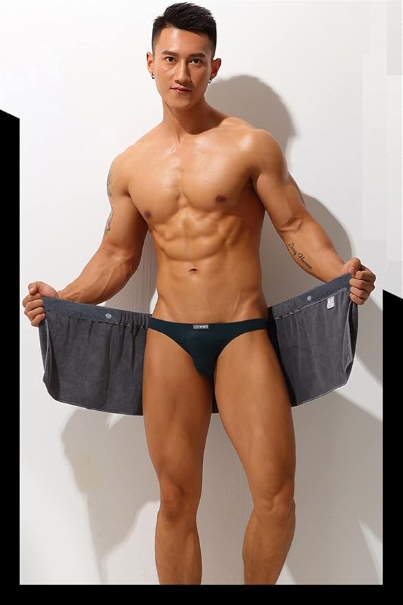 Men Soft Wearable Bath Towel Short Pants Soft Mircofiber Swimming Beach Towel Blanket Toalla De Playa (Color : Gray, Size : 27 x 140cm)