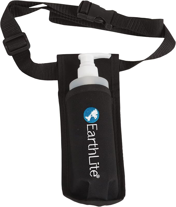EarthLite Massage Bottle Holster Single Kit - Incl. 1 Bottle, Heavy Duty Strap, Adjustable for Massage Oil & Massage Lotion (1x 8oz)