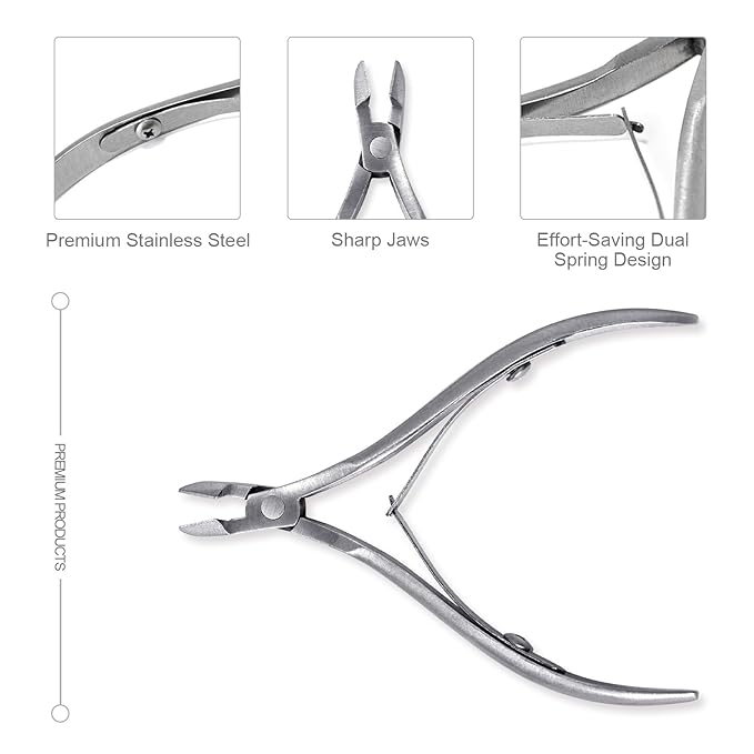 6Pcs Cuticle Clipper with Cuticle Pusher Set, Professional Stainless Steel Dead Skin Cutter, Nail Cuticle Remover Manicure Pedicure Tool Set for Fingernails and Toenails