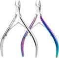 Precision Cuticle Nippers Trimmer Set, Double Spring Cuticle Remover Pusher Cutter, Manicure Pedicure Tools for Toenails Hard Skin Nail Care Supplies, Nail Clippers&Scissors (Silver+ Colored)