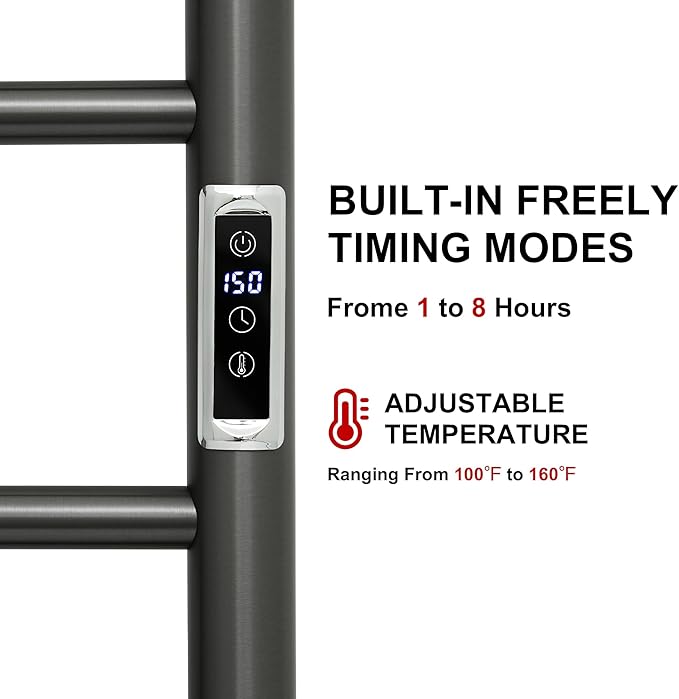 Electric Towel Warmer Rack,Heating Towel Warmer,Timer & Temperature Control,Wall-Mounted Plug-in for Bathroom,Brushed Gungrey,Stainless Steel,10-Bar(31.5x20.08x4.41in)