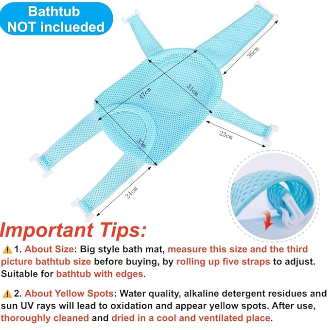 Baby Bath Support Mesh Pad Newborn Bath Tub Seat Net Non-Slip Baby Tub Mat Floating Bathtub Seat Cushion Adjustable Pillow for Bathing Cushion Pad Mat for 0-3 Years Old (No Bathtub)
