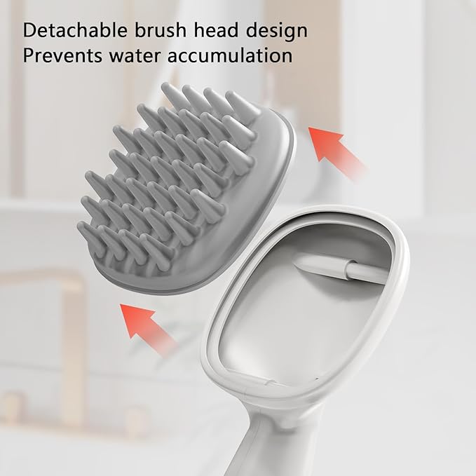 Scalp Massager with Long Handle Hair Growth, Soft Silicone Scalp Scrubber Shampoo Brush for Exfoliation, Dandruff Removal & Head Massage Stress Relax, Wet & Dry Use for Thick, Thin Hair Care
