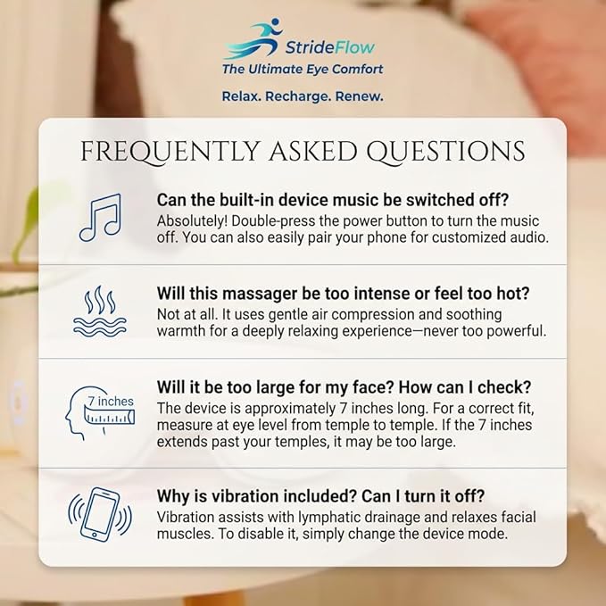STRIDEFLOW Gentle Eye Massager for Dry Eye & Migraine Relief, LIGHT Air Compression & SOFT Warmth, FSA Eligible/HSA Eligible, Foldable Rechargeable Eye Mask, One-Button Easy Operation, Mothers Day