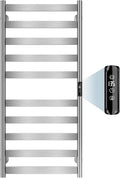 Electric Towel Warmer Rack, 10-Bar Stainless Steel Heated Tower Rack with Built-in Timer, Wall Mounted, Plug-in/Hardwired (Silver)