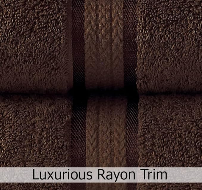 Cotton Craft - 12 Pack - Ultra Soft Extra Large Wash Cloths 12x12 Chocolate - 100% Pure Ringspun Cotton - Luxurious Rayon trim - Ideal for Daily Use - Each Towel Weighs 2 Ounces