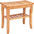 Giantex Bamboo Shower Bench Seat with Storage Shelf, Shower Spa Chair Seat Bench Organizer Stool for Indoor or Outdoor