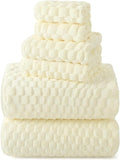 REDKISS Cream Microfiber Towels Set of 6-35x70 Inches Oversized Bath Sheets, Extra Large Bath Towels Set of 6, Super Soft Quick Dry Lint Free Absorbent Waffle Microfiber Shower Towels